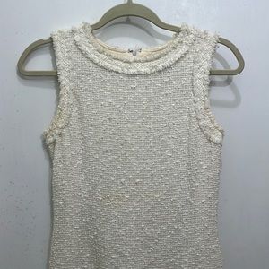 CHANEL White Boucle Tweed Sleeveless Dress Authentic AK283 42